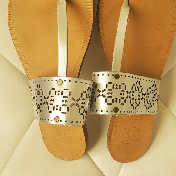 100% Leather Silver Sandals - Made in ITALY "Joie a La Plage" - Picture 5 of 8